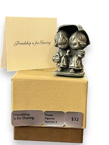 BETSEY CLARK Hudson Pewter Figurine FRIENDSHIP IS FOR SHARING Umbrella Pair IOB - Picture 1 of 13