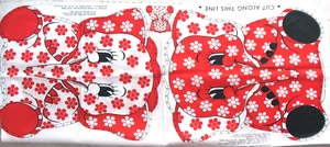 * Elephant cut sew stuff FABRIC PANEL 16X36" RED DAISY PILLOW 2 sided vintage - Picture 1 of 6