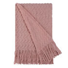 Throw Blanket for Couch, Knit Woven Blanket,Pink Throw (50" *60")