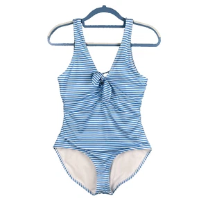 Traje de baño Oasis para mujer mediano azul blanco a rayas forrado una pieza nadar playa - Imagen 1 de 14