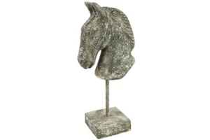 Pferd Kopf auf Fuß Statur Grau L15B10H34CM Dekofigur Pferde Keramik 776750 - Bild 1 von 1