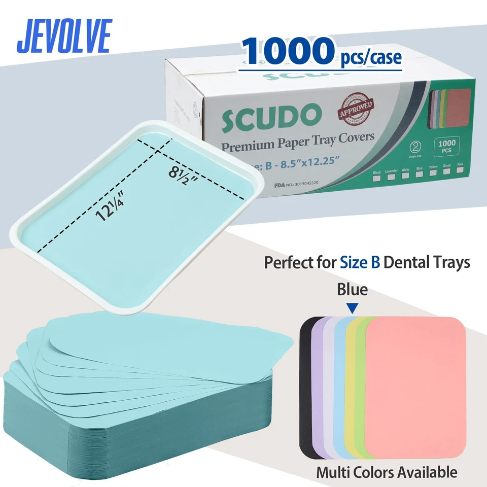 JEVOLVE 1000PCs Premium Paper Tray Covers Size B 8.5"x12.25" Disposable for Dental Tray