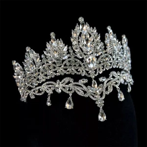 11cm Tall Luxury Crystal Wedding Queen Princess Tiara Crown For Adult - Picture 1 of 4