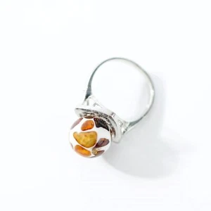 USA Ring Designer with amber mosaic Handmade KIZIMA - Picture 1 of 6