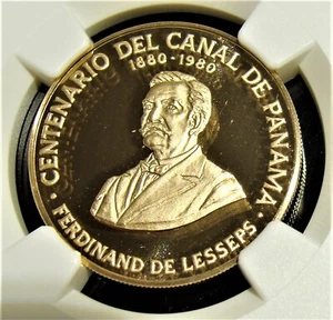 Panama 1980 Gold 100 Balboa PROOF PANAMA CANAL CENTENARY PF69 Ultra Cameo NGC - Picture 1 of 4