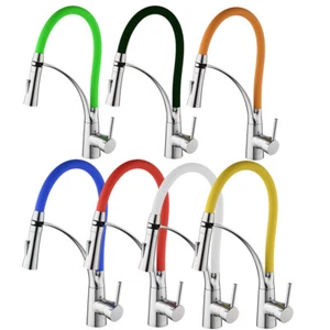 Multi-Color Pull Down& Swivel Spout Mixer Kitchen Sink Faucet Taps Deck Mounted - Picture 1 of 46