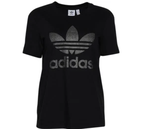 NWT Adidas Originals Trefoil Tee Shirt Women's Small OG Silver Glitter Cotton - Picture 1 of 8