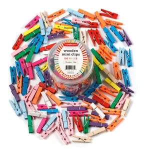 Incraftables Mini Clothes Pins for Crafts 100pcs. Colored Wooden Small Pins - Picture 1 of 10