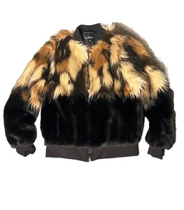 Say What Juniors Faux Fur Coat Black And Brown Size Small - Picture 1 of 10