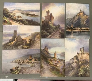 # T5029 GERMANY POSTCARD LOT, 7 DIF. CARDS, CASTLES, RHEIN RIVER - Picture 1 of 2