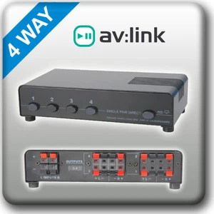 AV:LINK AUDIO 4 WAY Loud SPEAKER Splitter SWITCH Selector Multi Room Stereo - Picture 1 of 4