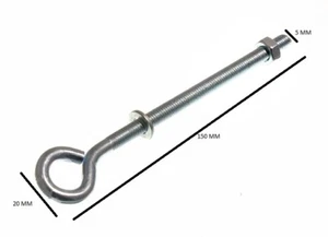 Eye Bolt + Nuts And Washers M6 X 100mm Bzp Weatherproof Pack Of 100 - Picture 1 of 1