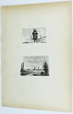 1874 H. VIGNEROT French Impressionist Etching Double Image Original RARE