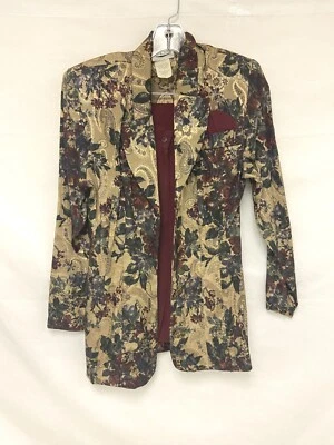 Vintage Concepts Womens Outfit Set Size 5 Brown Burgundy Blazer Straight Skirt - Image 1 of 4