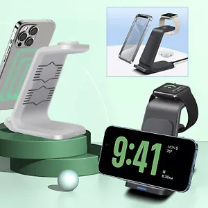 3In1 Fast Wireless Charger Dock Charging Station For Apple Watch Air Pods iPhone - Picture 1 of 26