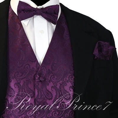 NEW Men's PAISLEY Design Dress Vest and Bow Tie & Hankie Set For Suit or Tuxedo - Image 1 of 3