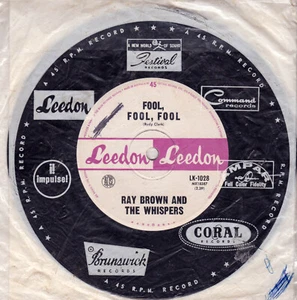 RAY BROWN and the WHISPERS Fool, Fool, Fool / Go To Him 45 SirH70 - Picture 1 of 2
