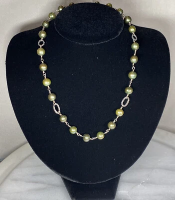 Vintage Choker Necklace EXEX Green Pearl Sterling Estate Fine Jewelry Pre-Owned Foto 1 de 4