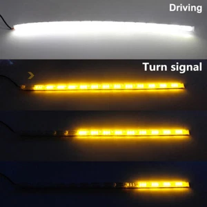2X 14LED Switchback Car Flexible LED Strip Light DRL Sequential Turn Signal Lamp - Picture 1 of 9