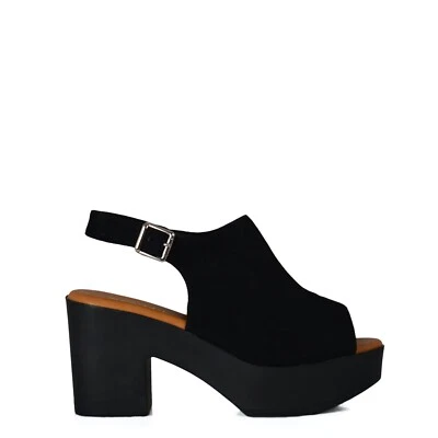 Sandalias de Mujer Plataforma con Tacon Track Negro atada al tobillo de Verano - Imagen 1 de 4