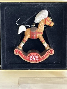 Vintage 1978 Hallmark Christmas Rocking Horse Tree Trimmer Ornament With Box - Picture 1 of 3