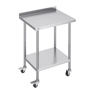 24"x30" Stainless Steel Work Table Commercial Food Prep Table with Casters - Picture 1 of 12