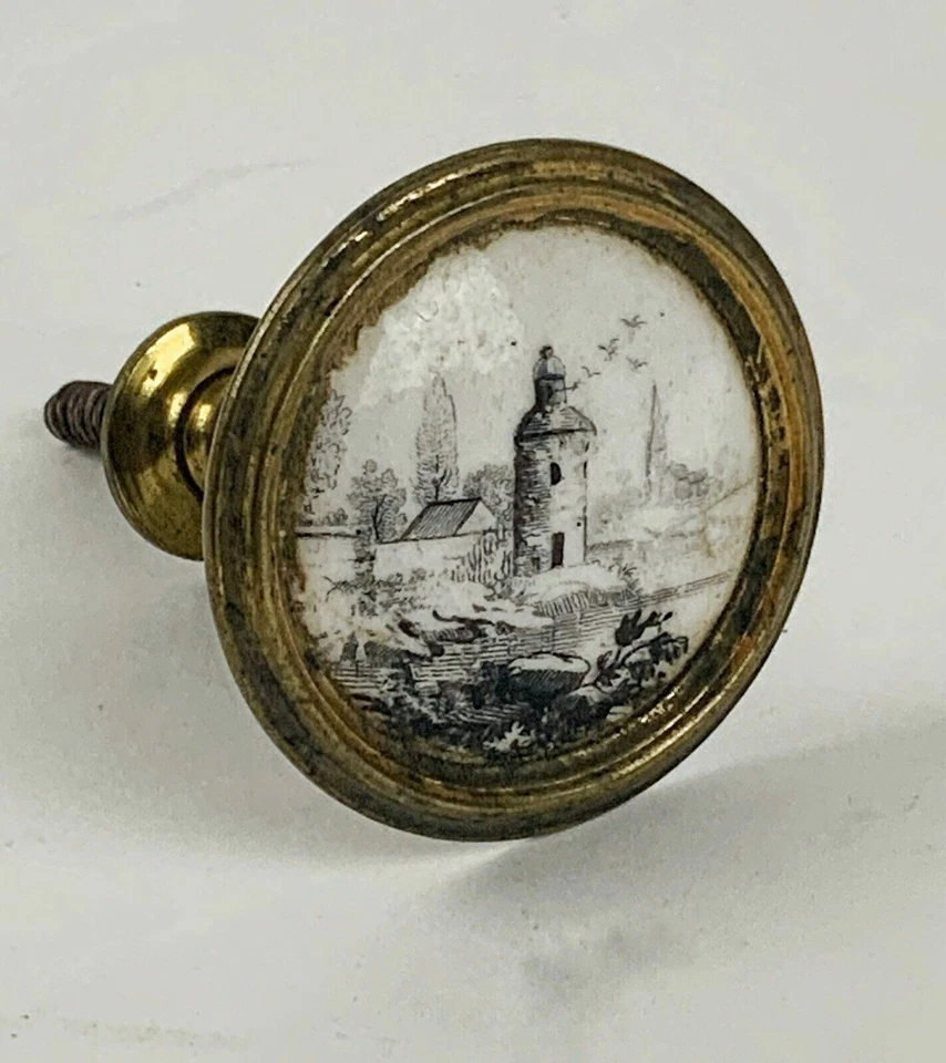 Антикварная грузинская эмалированная занавеска Баттерси 18 века - Изображение 1 из 4