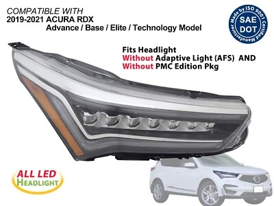 Luz principal LED para 2019-2021 RDX sin AFS sin paquete PMC lado del pasajero 33100TJBA01 Foto 1 de 4