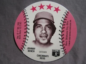 Tarjeta de béisbol redonda rara Johnny Bench 1976 disco casi como nuevo Pepsi-Cola PROMOCIÓN - Imagen 1 de 2