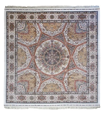 Alfombra oriental cuadrada Hereke 8X8 acolchada de seda pura 1000 KPSI (8'2" x 8'2") Foto 1 de 4