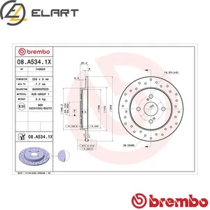 2x BRAKE DISC 08.A534.1X FOR TOYOTA IQ YARIS/VIOS ASTON MARTIN CYGNET 1.4L 4cyl - Picture 1 of 9