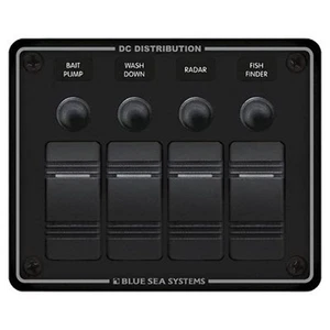 Blue Sea Contura Water Resistant Circuit Breaker Panel 4 Position Horizontal MD - Picture 1 of 8