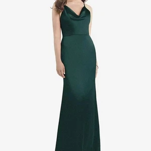 Dessy Collection Green Cowlneck Crisscross Back Slip Maxi Dress Size 12R NWTF - Picture 1 of 14
