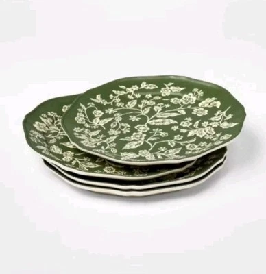 Juego de 4 platos de ensalada Threshold Studio McGee 8,5" verde melamina floral Foto 1 de 4
