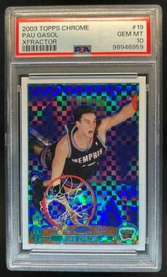 2003-04 Topps Chrome Pau Gasol X Fractors #9/220 Grizzlies PSA 10 - Image 1 of 2