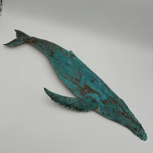 Scultura megattera arte firmata Scott McDowell 2021 rame patina usurata - Foto 1 di 6