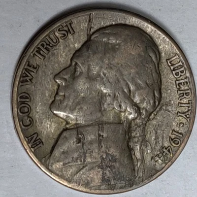 1944 D Mint Jefferson 35% Silver Nickel Obverse & Reverse Lamination Errors - Image 1 of 4