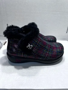 Alegria By PG Lite Womens Plaid Faux Fur Lined Ankle Boots Size 6 or 36 - Picture 1 of 8