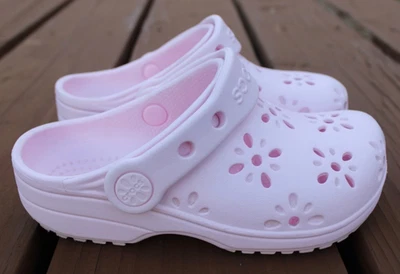 Crocs Kids' Classic Floral Light Pink Cutout Clogs Sz (11C) - Image 1 of 4