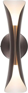 Wandleuchte, Mid Century, dimmbar, Auf- und Ableuchte, 15,7" Höhe, taupe/weiß - Bild 1 von 8