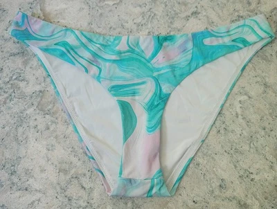 Parte inferior de bikini Aqua Swim para mujer grande estampado de mármol rosa azulado nueva con etiquetas Travel Resort  Foto 1 de 4