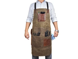 KRC Leather Waxed Canvas Rugged Apron - Seaweed Green  - Picture 1 of 11