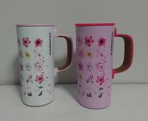 Starbucks SAKURA 2017 Stainless Steel Mug White & Pink 2 Pieces 355ml F/S JPN - Picture 1 of 13