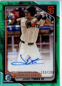 2024 Bowman James Tibbs III #CPA-JT Chrome Prospect Auto Aqua Lava Ref /199 - Bild 1 von 2
