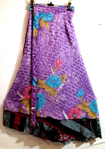 Incredible-art Vintage Silk Sari Magic Wrap Skirt Reversible Double Layer skirt - Picture 1 of 6