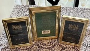 Vtg Lot Of 3 solid Brass Picture Frames Square 3.5”x5” NOS - Picture 1 of 7