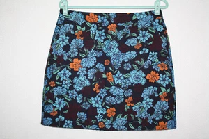Ann Taylor LOFT Sz 8 Blue Tapestry Weave Short Pencil Skirt w/ Pockets - Picture 1 of 4