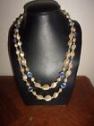 collier double rangs en perles nacres et perles de verres longueur 50 cm  