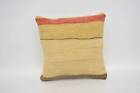 12"x12" Beige Cushion Case, Vintage Kilim Throw Pillow, Handmade Kilim Cushion