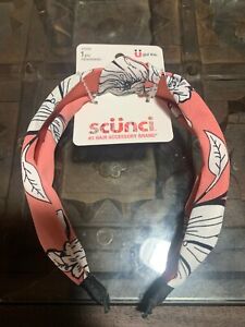 Scunci Salmon & White Flowers, 1 Pc Headband Hair Accessories #12504